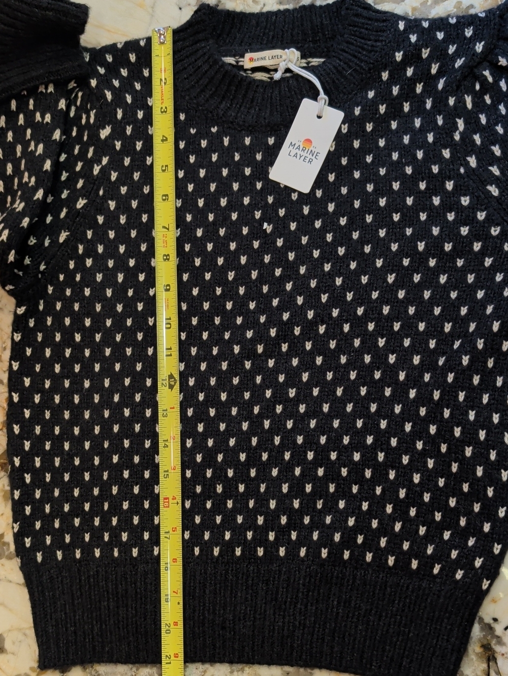 Beautiful MARINE LAYER Alma Puff Sleeve Sweater With Black With White Accents - Picture 8 of 11